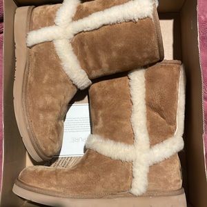 Brown and cream uggs